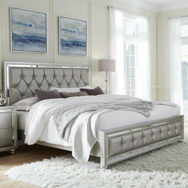 Global Furniture Usa Riley Silver Tufted Full Size Bed - 87 x 56 x 56 in. RILEY-FB